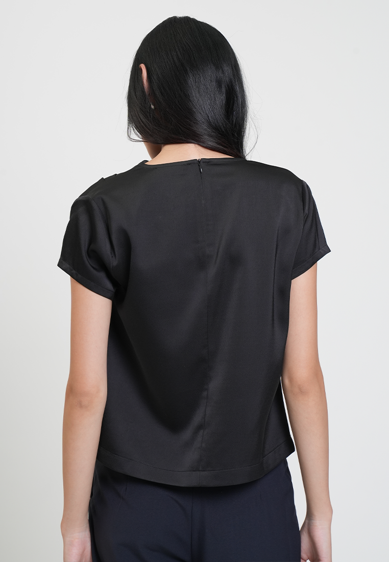 Martina Drape Neck Satin Blouse
