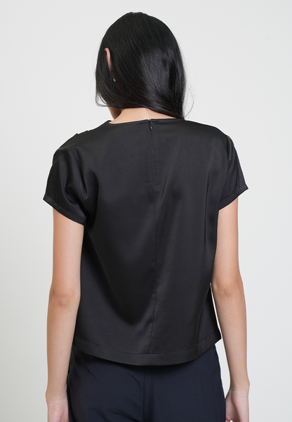 Martina Drape Neck Satin Blouse