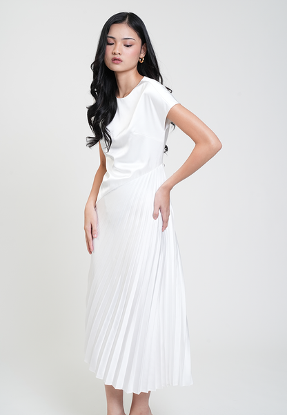 Fleur Asymmetric Pleated Midi Dress
