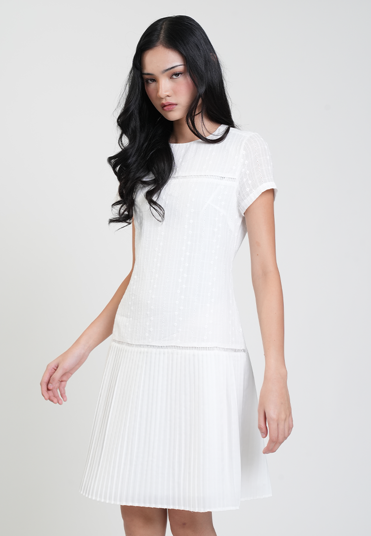 Skye Eyelet Pleated Drop Waist Dress