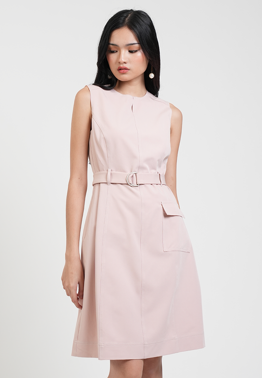 Callista Belted Sleeveless Dress