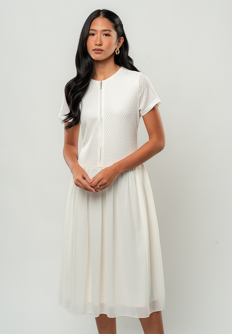 Marielle Textured Dropwaist Midi Dress