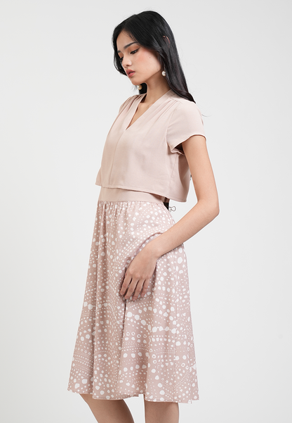 Callista Layered Dotted Print Midi Dress