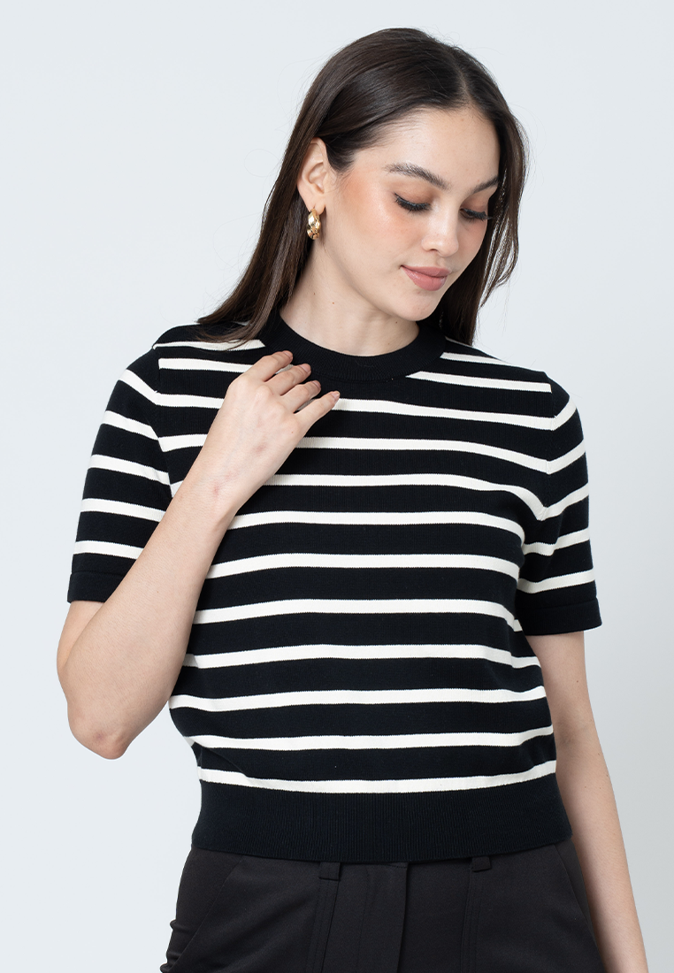 Lindynn Knitted top with Printed Stripes