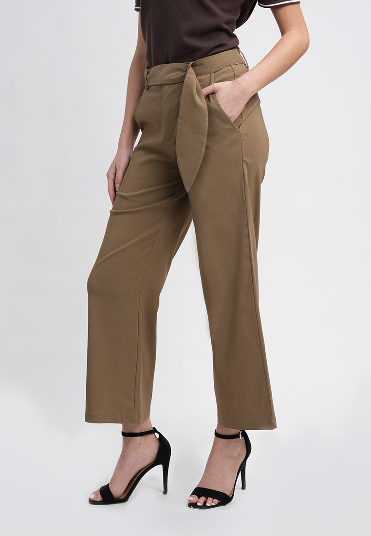 Hannah High-Waisted Wide Leg Belted Trousers