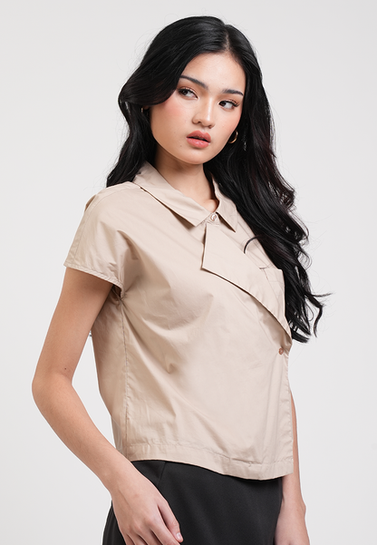 Clio Assymetric Button Detailed Top