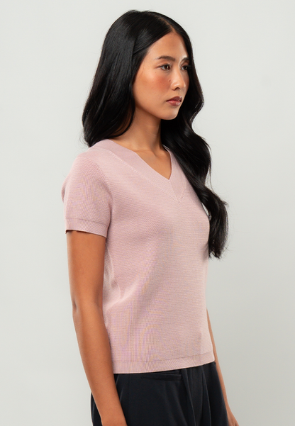 Martha Textured Knit V-Neck Top