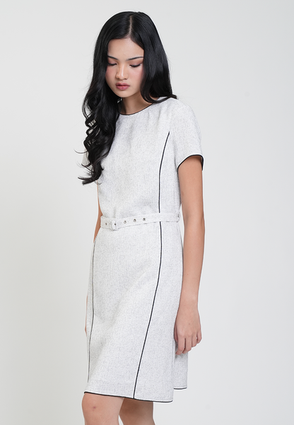 Reena Belted Piping Detail Dress