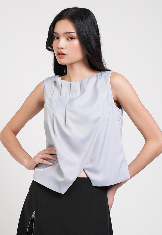 Athena Satin Draped Sleeveless Top