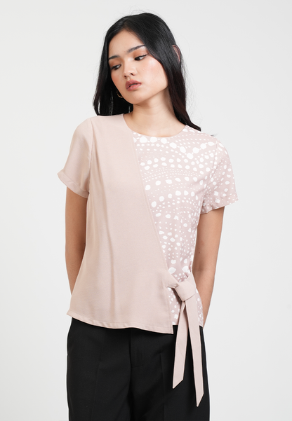 Clairo Assymetrical Wrap Blouse with Dotted Print