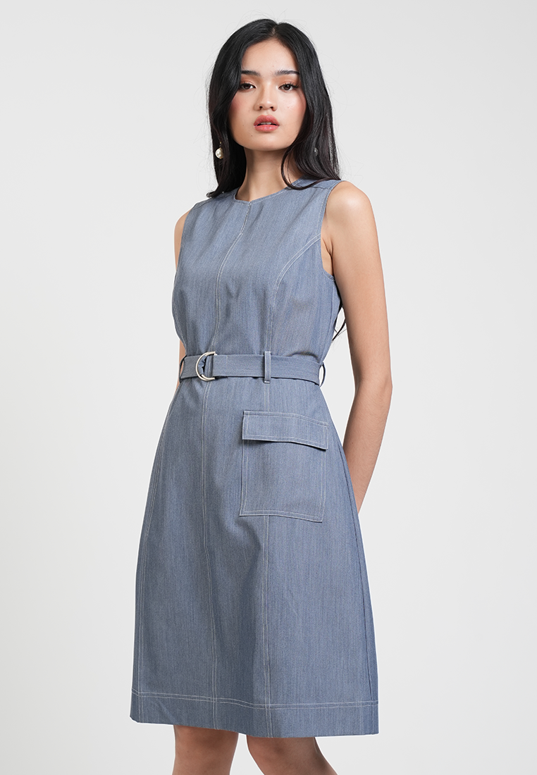 Callista Belted Sleeveless Dress