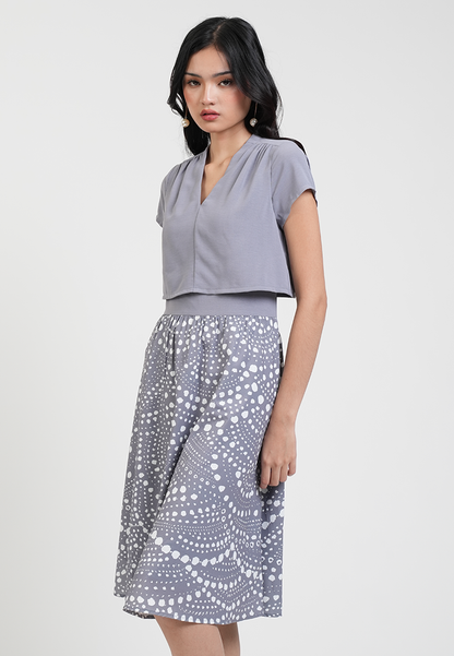 Callista Layered Dotted Print Midi Dress