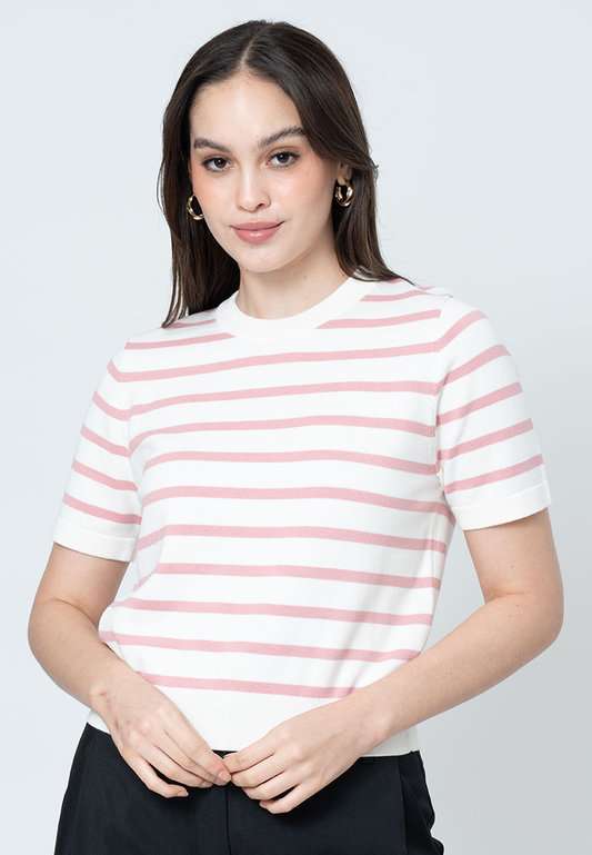 Lindynn Knitted top with Printed Stripes