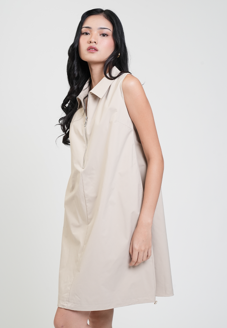Cleo Collared Zipper Sleeveless Shift Dress