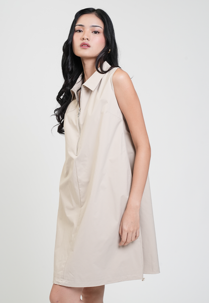 Cleo Collared Zipper Sleeveless Shift Dress