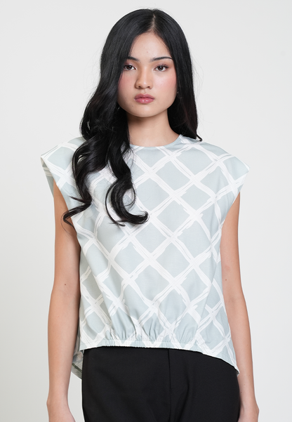 Tonie Cap Sleeves Checkered Blouse