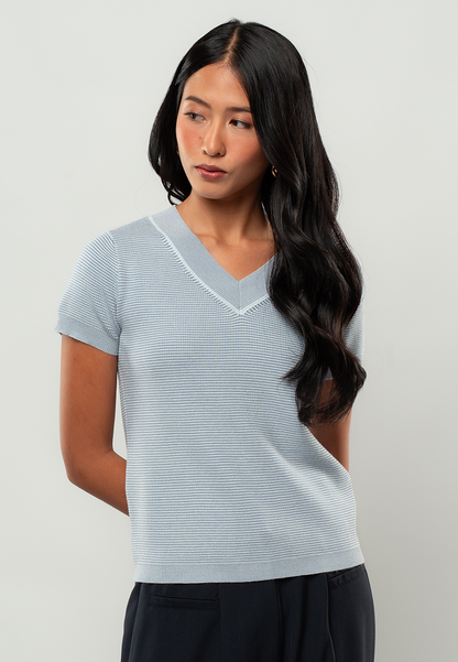 Martha Textured Knit V-Neck Top