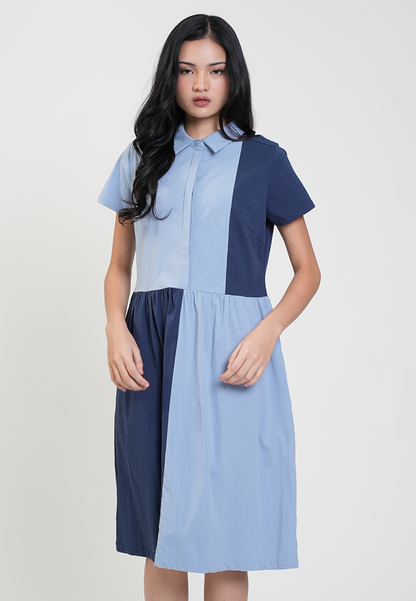 Caitlyn Colorblock Collared A-Line Dress