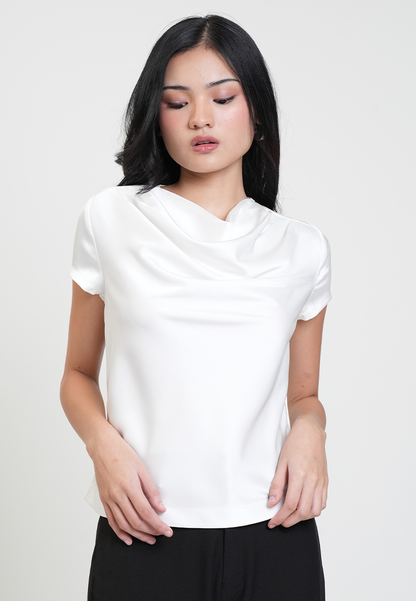 Martina Drape Neck Satin Blouse