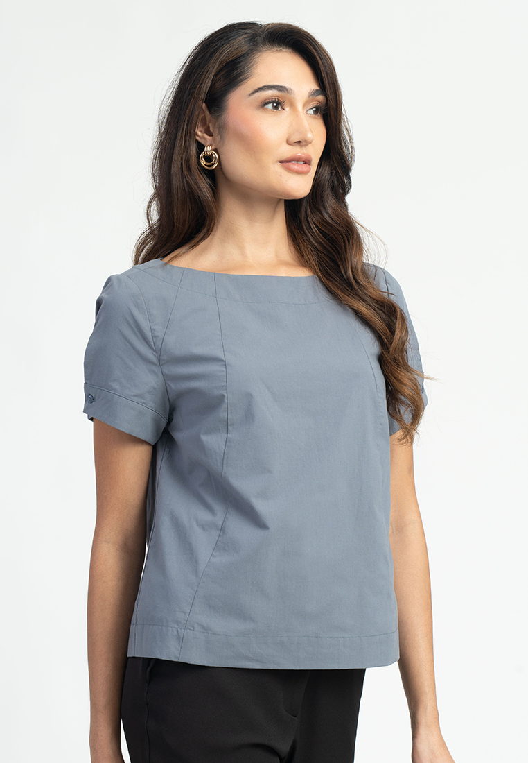 Selah Short Sleeves Boat Neck Top