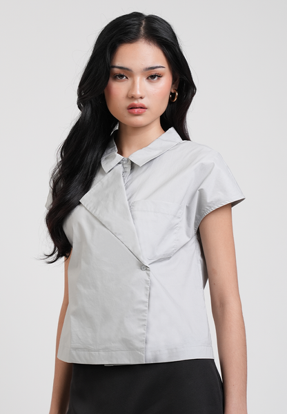 Clio Assymetric Button Detailed Top