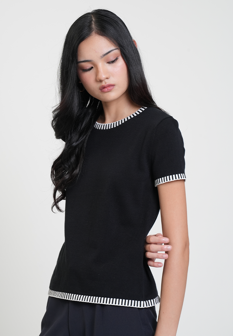 Valeena Stripe Trim Classic Knit