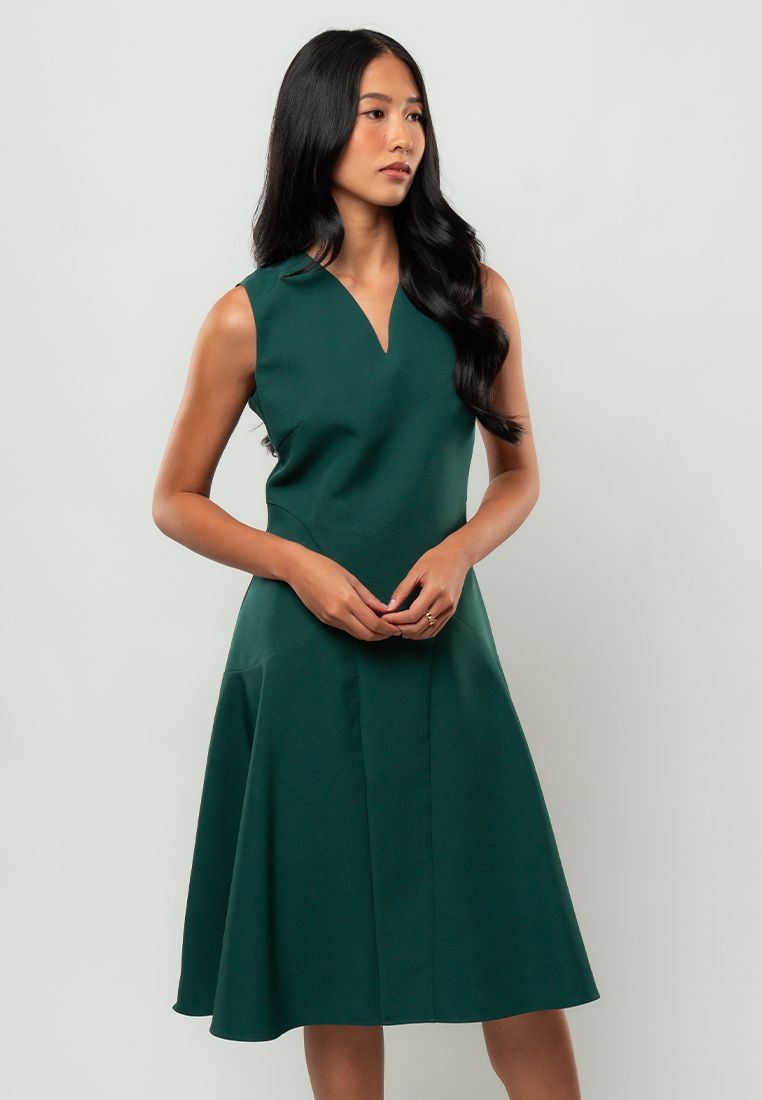 Noa A-Line Dress with Notched V-Neck