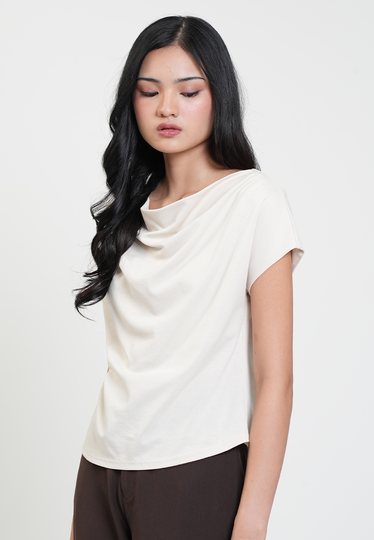 Martina Drape Neck Satin Blouse