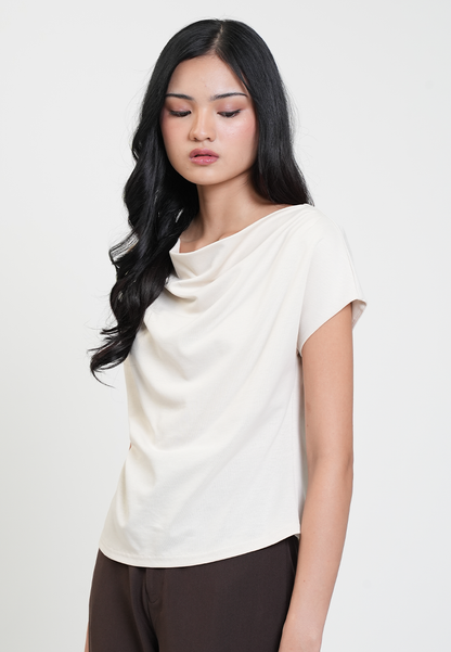 Martina Drape Neck Satin Blouse