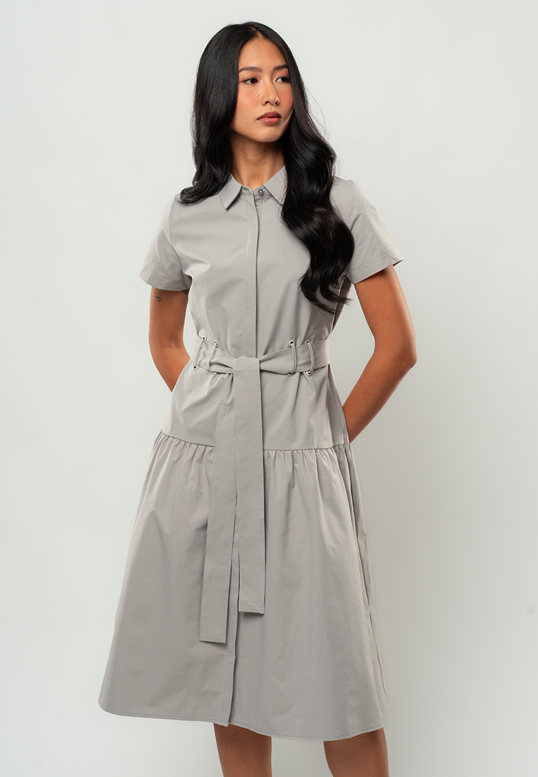 Olivia Short Sleeve Belted Shirt Dress