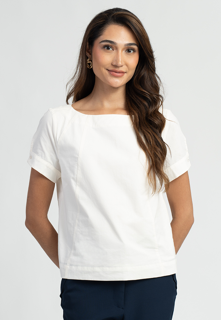 Selah Short Sleeves Boat Neck Top