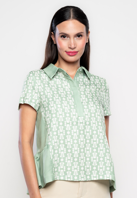 Enid Geometric Printed Collared Top