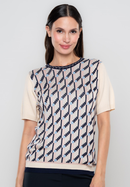 Abigail Geometric Pattern Knit Top