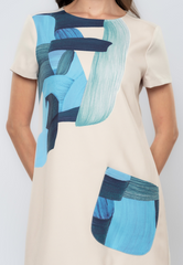 Arabella Abstract Brush Strokes With Pocket Detail Dress