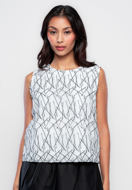 Dawson Geometric Textured Lurex Sleeveless Top