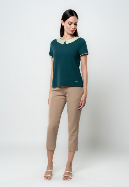 Vela Polyester Jacquard Knit Top