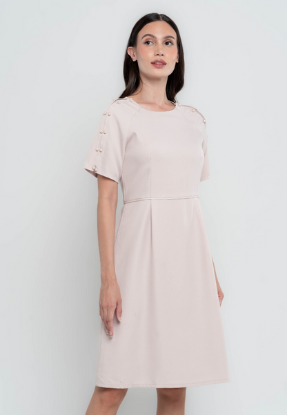 Chantilly Shift Dress with Pearl Embellishment on Shoulders