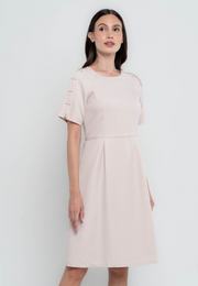 Chantilly Shift Dress with Pearl Embellishment on Shoulders