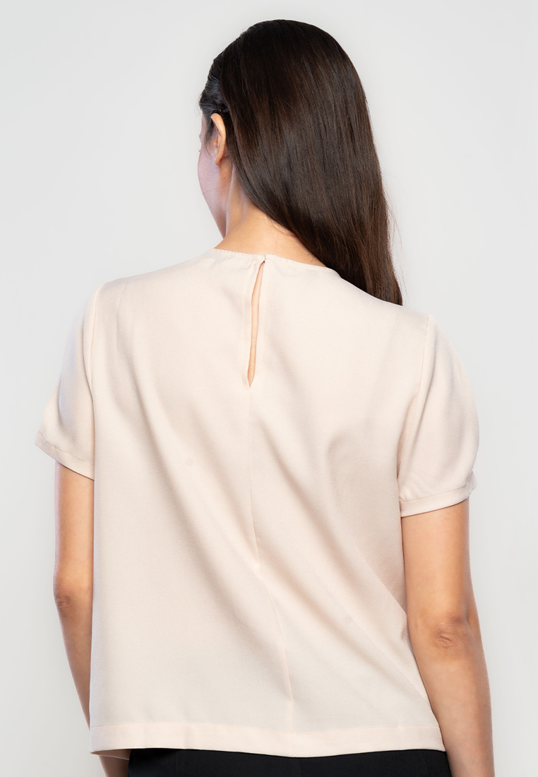 Pierre Gathered Neckline Top with Semi-Puff Sleeves