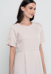 Chantilly Shift Dress with Pearl Embellishment on Shoulders
