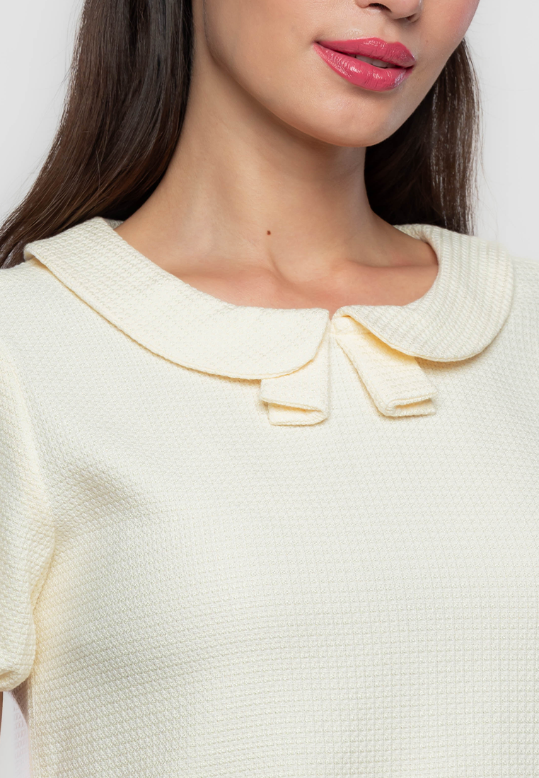 Meaghan Collared Top with Semi-Puff Sleeves