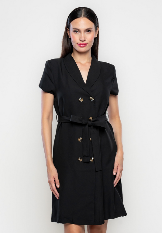 Roma Double Breasted Dress with Self Tie Belt