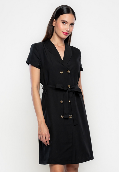 Roma Double Breasted Dress with Self Tie Belt