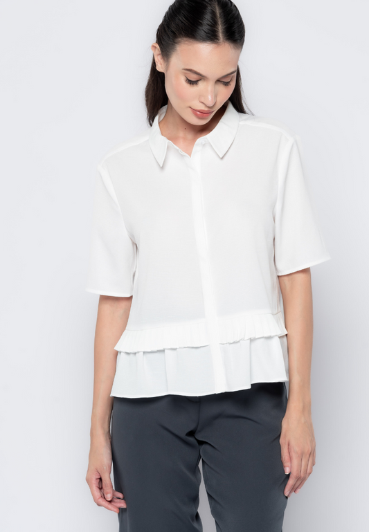 Pleated Peplum Detail Top