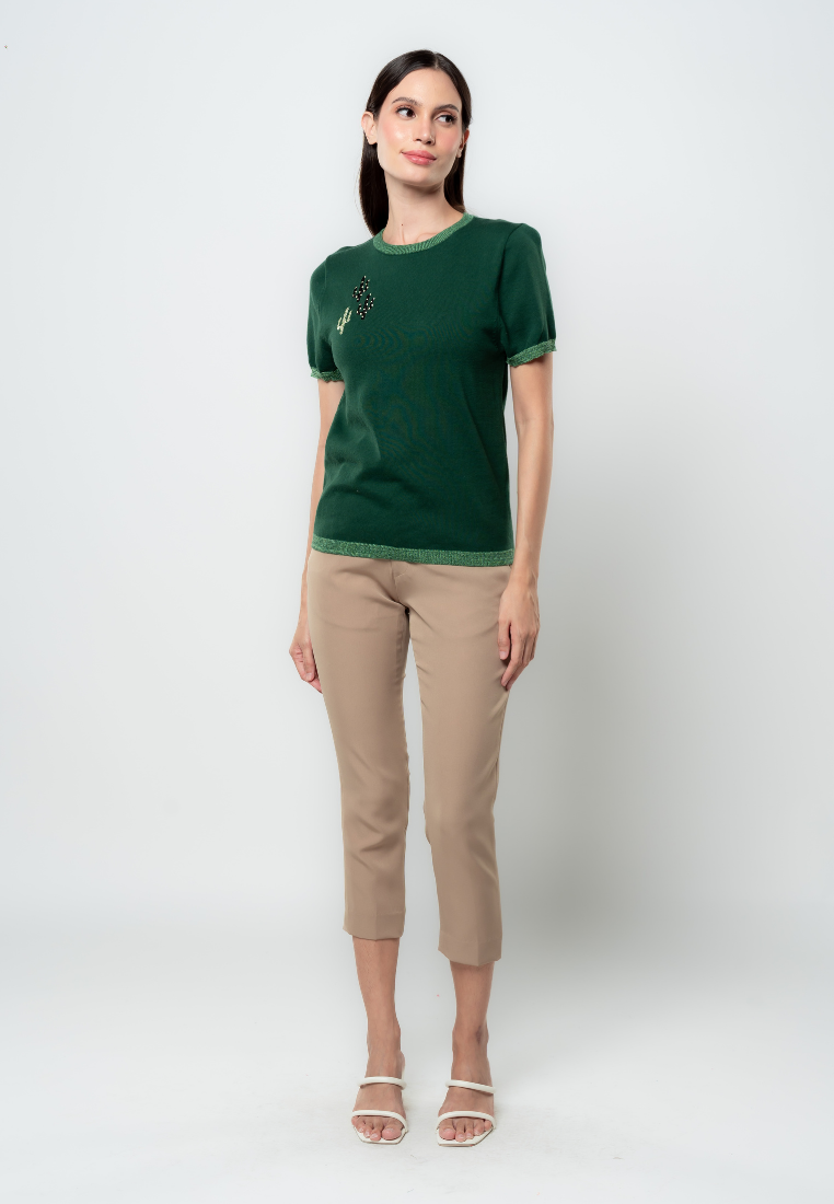 Cathy Cactus Embroidered Flat Knit Top