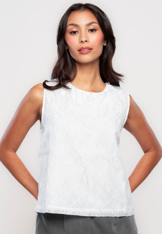 Dawson Geometric Textured Lurex Sleeveless Top