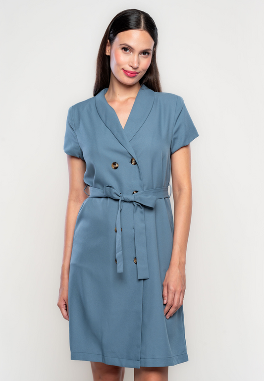 Roma Double Breasted Dress with Self Tie Belt