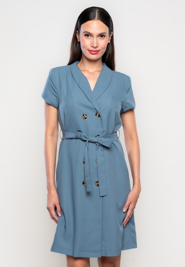 Roma Double Breasted Dress with Self Tie Belt