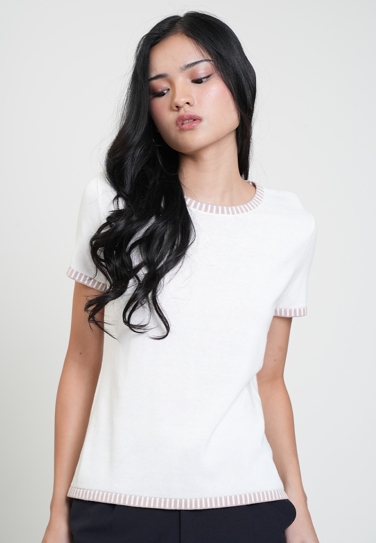Valeena Stripe Trim Classic Knit