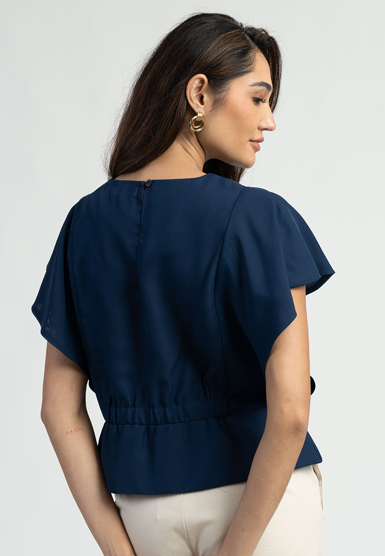 Aloura Peplum Black Blouse Top